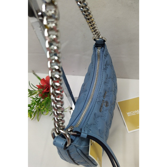Michael Kors Jet Set Charm Blue Leather Zipper Closure Hobo Shoulder Bag - NWT - Picture 8 of 16